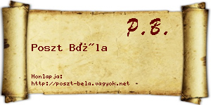 Poszt Béla névjegykártya